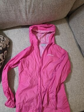 Columbia Girls Bright Pink Hooded Windbreaker Jacket